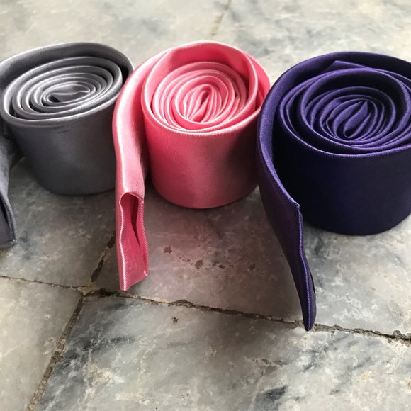 Tie Lot of 3 Ties Men Necktie Purple Gray Pink - Picture 3 of 8